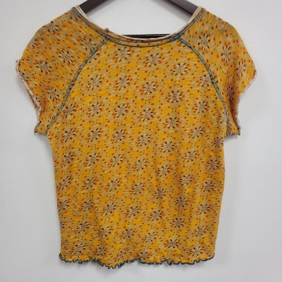 Natural Life Womens Raglan Sleeve Floral T Shirt Size L Yellow Boho Sustainable - Picture 3 of 8